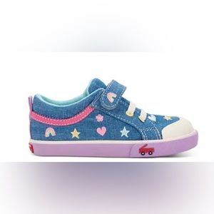 See Kai Run Girls' Kristin Chambray Happy Sneakers Size 4